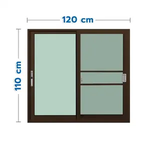 หน้าต่างบานเลื่อน อะลูมิเนียม S-S มุ้ง KPA 120x110 ซม. สีชา-1