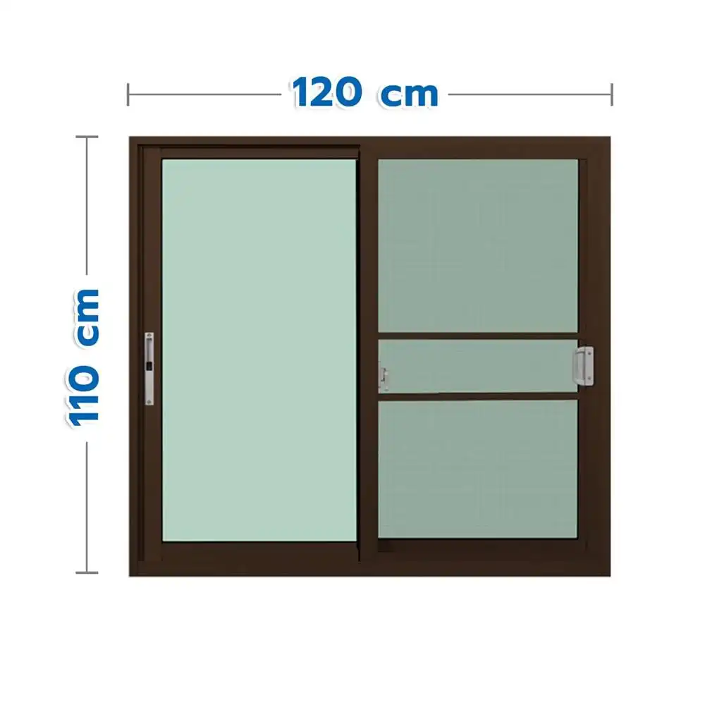 หน้าต่างบานเลื่อน อะลูมิเนียม S-S มุ้ง KPA 120x110 ซม. สีชา-1