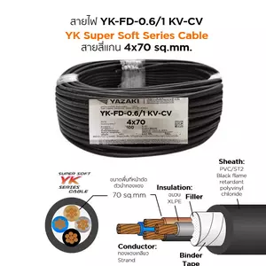 สายไฟ YK-FD 4x70 ตร.มม. YAZAKI 100 เมตร