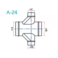 อุปกรณ์ท่อลม A-24 4ทางลด ฐานเอียง 1 ด้าน