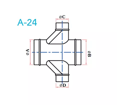 อุปกรณ์ท่อลม A-24 4ทางลด ฐานเอียง 1 ด้าน-1