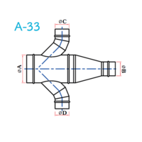 อุปกรณ์ท่อลม A-33 4ทางลด+งอ45