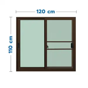 หน้าต่างบานเลื่อน อะลูมิเนียม S-S มุ้ง KPA ECO 120x110 ซม. สีชา-1