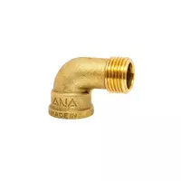 Brass elbow (male-female) model K5N322-9-015-010-5-P, size 1/2 inch, brass color