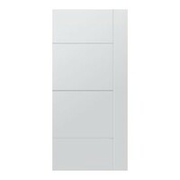 ประตู UPVC Lynn ภายนอก บานทึบเซาะร่อง1เส้นตั้ง3นอน สีขาว UG08