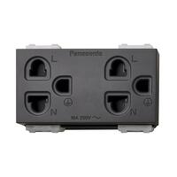 เต้ารับคู่ 3 ขา มีม่านนิรภัย PANASONIC WEGN 15829H สีเทา