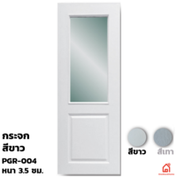 ประตูบานเปิด UPVC Polywood ขาวเสี้ยนไม้ กระจก PGR-004 สำหรับภายนอก