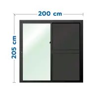 ประตูบานเลื่อน อะลูมิเนียม S-S มุ้ง LYNN OK 200x205 ซม. สีดำ