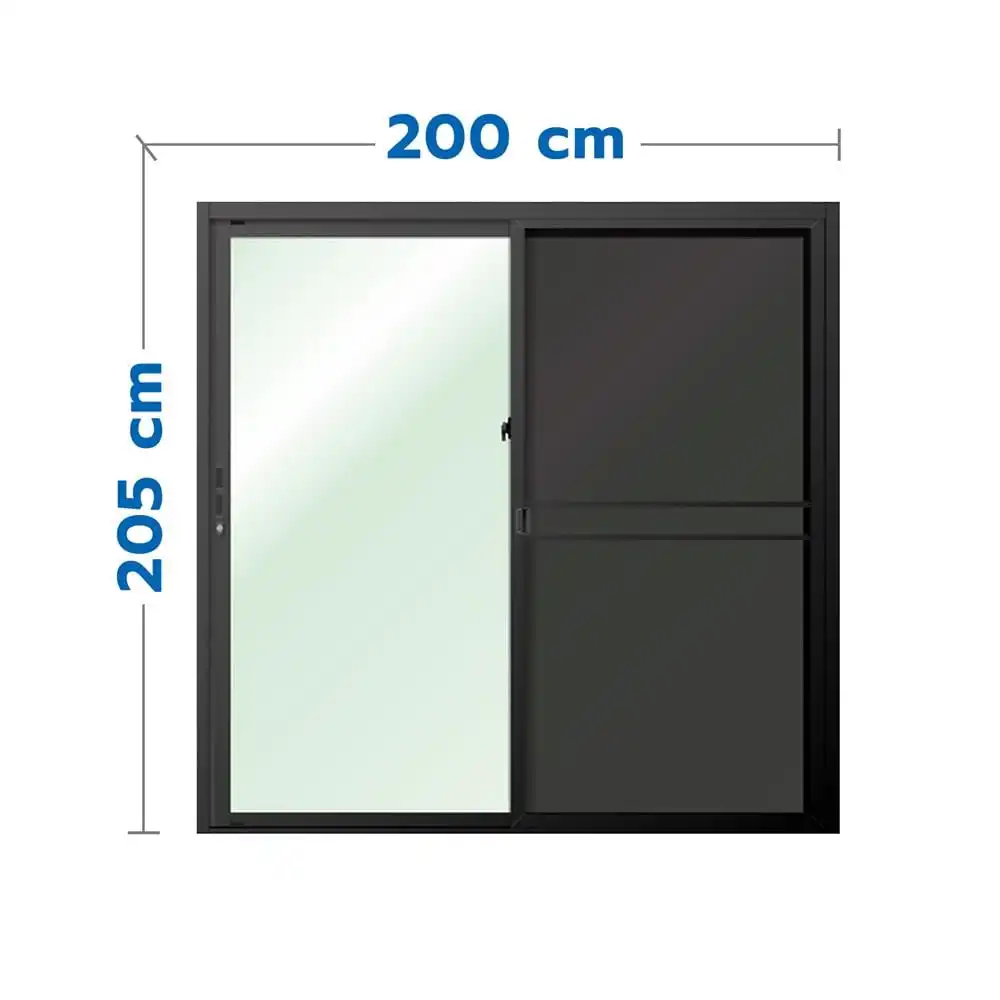 ประตูบานเลื่อน อะลูมิเนียม S-S มุ้ง LYNN OK 200x205 ซม. สีดำ-1