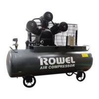 Belt-driven air pump, capacity 200 liters, power 2 horsepower, ROWEL model RW 653/200