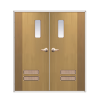 ประตูเหล็ก DoorTech บานคู่ ND-03 Water-Ash Two Tone