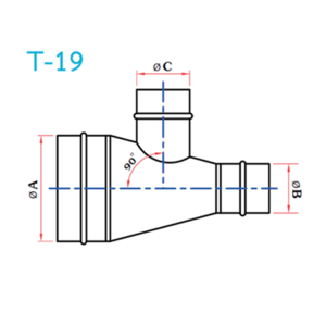 อุปกรณ์ท่อลม T-19 3ทางลดT -1