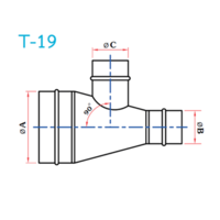 อุปกรณ์ท่อลม T-19 3ทางลดT 