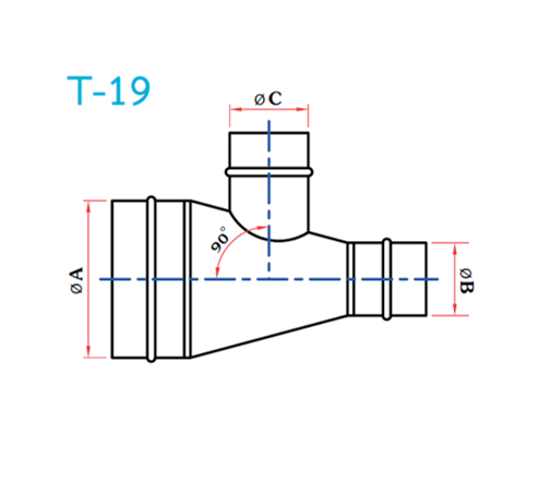 อุปกรณ์ท่อลม T-19 3ทางลดT -1