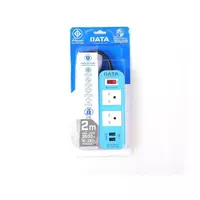 Power strip, 1 switch, 2 USB, length 2x2 m., model WL124, blue color