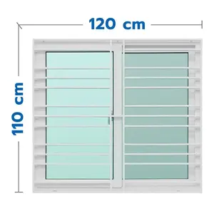หน้าต่างบานเลื่อน UPVC S-S มุ้ง เหล็กดัด AZLE 120X110 ซม. สีขาว-1