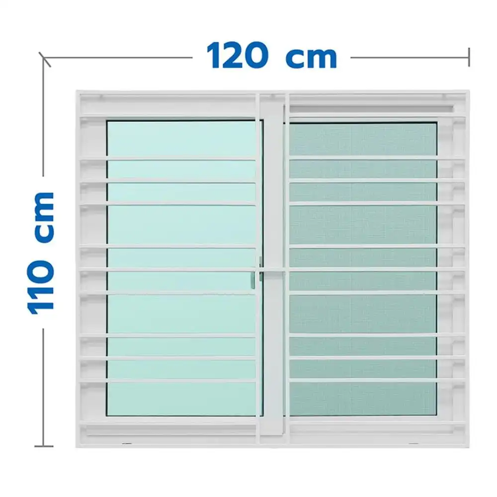 หน้าต่างบานเลื่อน UPVC S-S มุ้ง เหล็กดัด AZLE 120X110 ซม. สีขาว-1