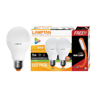 LAMPTAN BULB GLOSS E27 9W Warm White LED Bulb, Pear Shape