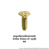 สกรูเกลียวเหล็กปลายตัดผ่าร่องชุบรุ้ง หัวแบน JF+ M3