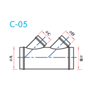 อุปกรณ์ท่อลม C-05 4ทางลดเฉียง ขาคู่