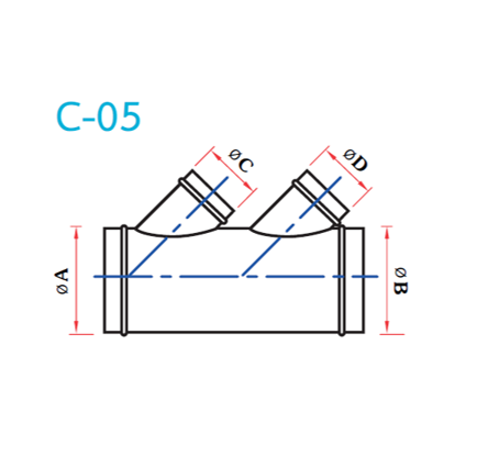 อุปกรณ์ท่อลม C-05 4ทางลดเฉียง ขาคู่-1