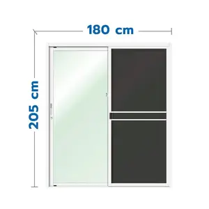 ประตูบานเลื่อน อะลูมิเนียม S-S มุ้ง LYNN OK 180x205 ซม. สีขาว-1