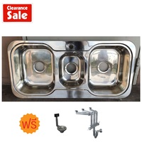 Duraform Clearance สินค้าตัวโชว์ ซิ้งค์ล้างจานสแตนเลส 3 หลุม รุ่น Combi 2 (No taps) ขนาด 100x48x18 ซม.