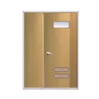 ประตูเหล็ก DoorTech บานครึ่ง ND-03 Water-Ash Two Tone