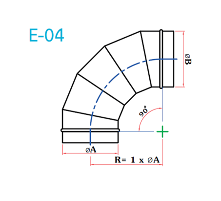 อุปกรณ์ท่อลม E-04 ข้องอ 90-1