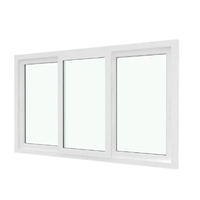 หน้าต่างบานเลื่อนกระจกสาม UPVC สำเร็จรูป