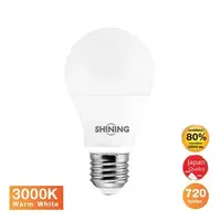 หลอดไฟ LED E27 9W วอร์มไวท์ ทรงลูกแพร์ SHINING A60