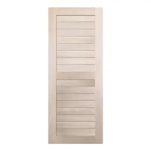 ประตูไม้เนื้อแข็ง N999 นารา 05 80X200 ซม. สีธรรมชาติ ไม่เจาะลูกบิด-1