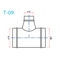 อุปกรณ์ท่อลม T-09 3ทางT ฐานเอียง 2 ด้าน