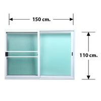 หน้าต่างบานเลื่อน อะลูมิเนียม S-S มุ้ง LYNN PRIME SERIES 150X110 ซม. สีขาว