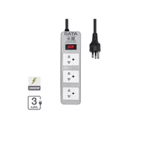 Power strip, 3 sockets, 1 switch, 16A, model APDW366, cable length 3 meters, silver color