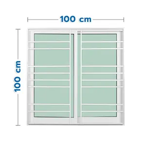 หน้าต่างบานเลื่อนอะลูมิเนียม พร้อมมุ้งลวดและเหล็กดัด S-S KPA โมเดิร์น 100x100 ซม. สีขาว-1
