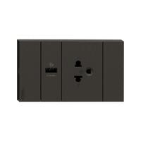 ชุดเต้ารับเดี่ยว 3 ขา + USB 1 ช่อง SCHNEIDER A70426USB_UST_BK สีดำ