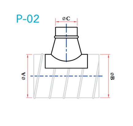อุปกรณ์ท่อลม P-02 ท่อแยก เเขนเอียง ฐานโค้ง-1
