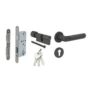 MORTISE LEVER HANDLE LOCKSET HAFELE 489.11.139 BLACK-1