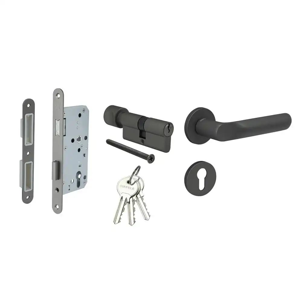 MORTISE LEVER HANDLE LOCKSET HAFELE 489.11.139 BLACK-1