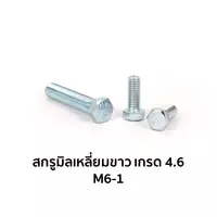 น็อตตัวผู้ หัวหกเหลี่ยม เกลียวมิล เกรด 4.6 M6-1 x 10 มม.
