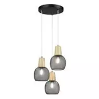 โคมไฟระย้า CARINI MODERN LP9601BK โลหะ/ไม้ สีดำ/ลายไม้ 3 หัว
