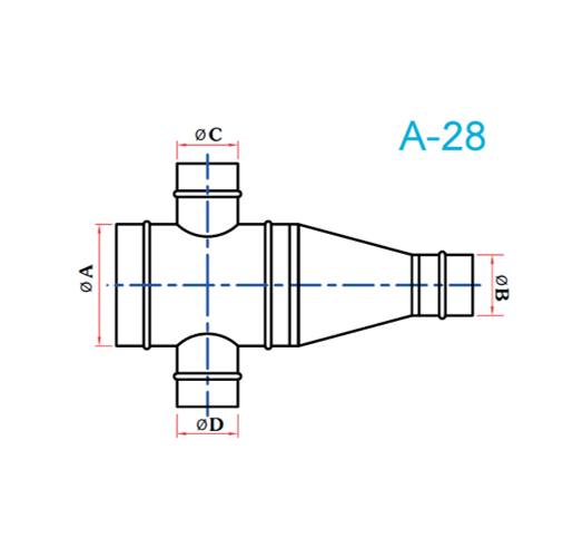 อุปกรณ์ท่อลม A-28 4ทาง+ข้อลด-1