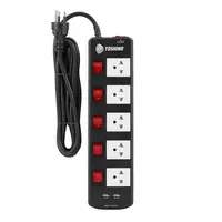 Power strip 5 sockets 5 switches 2 USB TIS515USB-5M