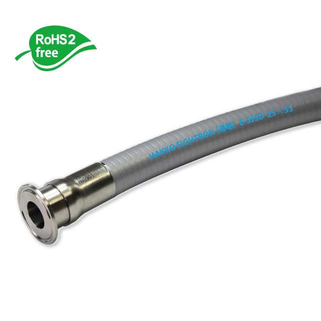 HAKKO Flexible Fluorine (ETFE) Resin SUS Spring Wire Hose (Dissipative Type) with Ferrule Fittings (Electrolytic Polishing) (E-SJSD-F-EP) HAKKO ยืดหยุ่นฟลูออรีน (ETFE) เรซิ่นสายยางสปริง SUS (ชนิดกระจาย) พร้อมข้อต่อปลอกโลหะ (การขัดด้วยไฟฟ้า) (E-SJSD-F-EP)-1