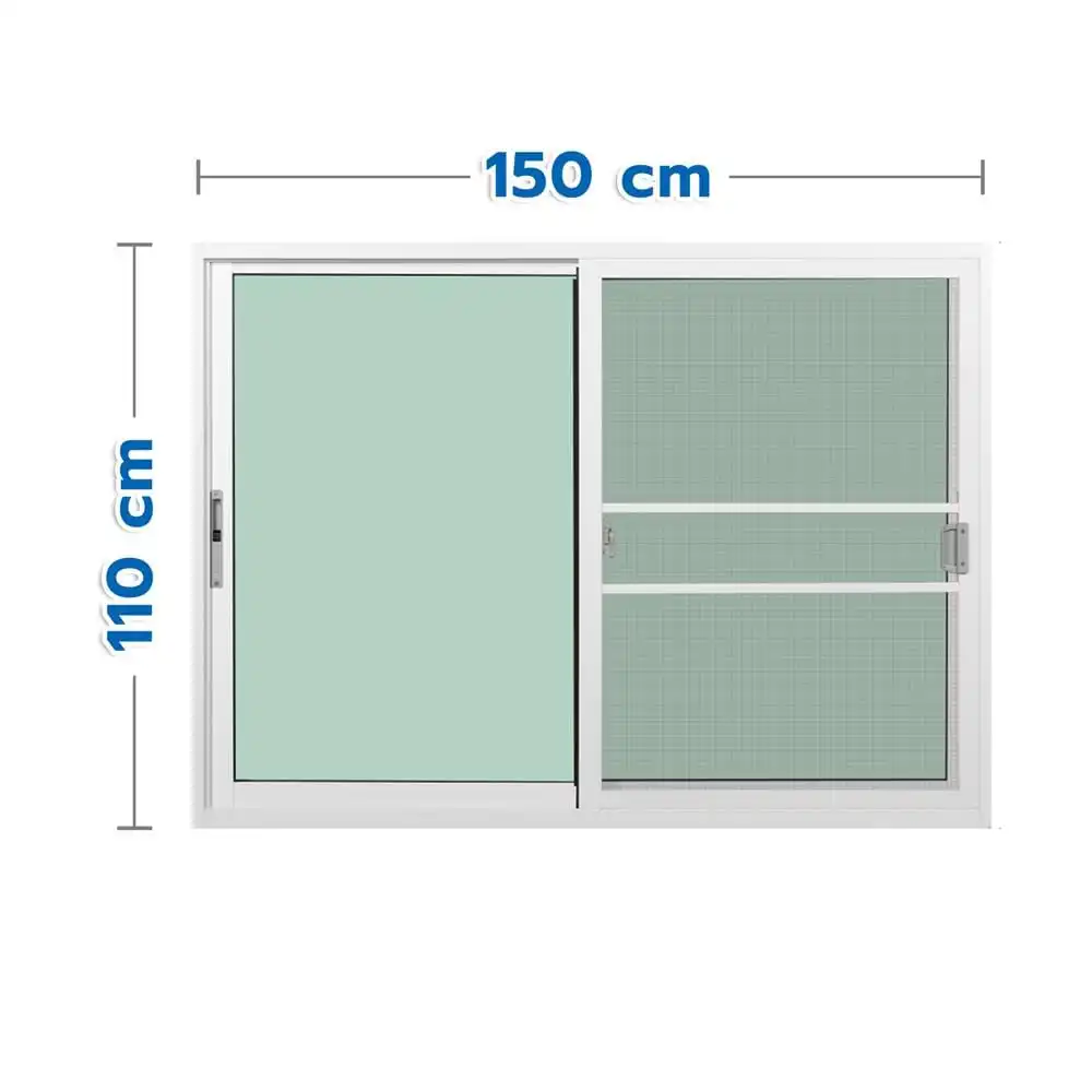 หน้าต่างบานเลื่อน อะลูมิเนียม S-S มุ้ง KPA 150x110 ซม. สีขาว-1