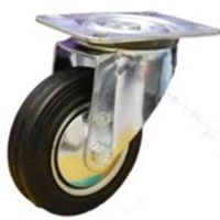 LEON rubber caster, swivel base, no brake, 5 inches, black