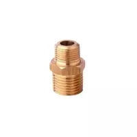 Brass nipple reducer (P) model K5N322-9-015-006-5-P size 1/2 x 1/4 inch, brass color
