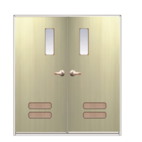 ประตูเหล็ก DoorTech บานคู่ ED-02 Real Zinc Light
