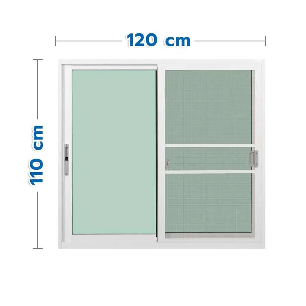 หน้าต่างบานเลื่อน อะลูมิเนียม S-S มุ้ง KPA 120x110 ซม. สีขาว-1